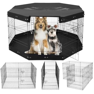 VEVOR Recinto per Cani, Confezione 8 Pannelli 760 mm x 610 mm Box per Cani Pieghevole in Metallo, Recinto per Cani per Interni Esterni con Porta, Imbottitura Fondo, Copertura Superiore, per Cani Gatti VEVOR Recinto per Cani, Confezione 8 Pannelli 760 mm x 610 mm Box per Cani Pieghevole in Metallo, Recinto per Cani per Interni Esterni con Porta, Imbottitura Fondo, Copertura Superiore, per Cani Gatti