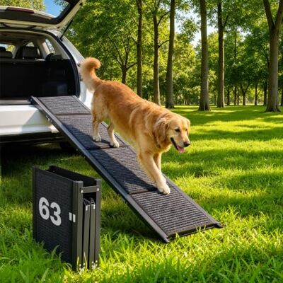 VEVOR Rampa per Cani per Auto 160 x 43,2 cm Rampe Pieghevoli con Superficie in Tessuto Feltro Antiscivolo Animali Domestici di Taglia Media e Grande Carico di 113 kg, per SUV e Camion VEVOR Rampa per Cani per Auto 160 x 43,2 cm Rampe Pieghevoli con Superficie in Tessuto Feltro Antiscivolo Animali Domestici di Taglia Media e Grande Carico di 113 kg, per SUV e Camion