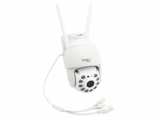 Technaxx Videocamera Dome 3MP WiFi PT TX-192- Videocamera di sicurezza per esterni FullHD Wifi con APP Rilevamento del movimento, funzione di allarme, protezione IP66, visione notturna, audio a 2 vie