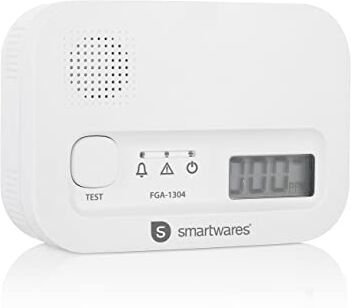 Smartwares Rilevatore di Monossido di Carbonio Sensore di 10 anni Batterie da 3 anni con Display e Pulsante test FGA-13041