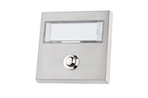 HUBER campanello da esterno in metallo con targhetta extra large per nomi doppi pulsante in ottone cromato campanello con illuminazione a LED