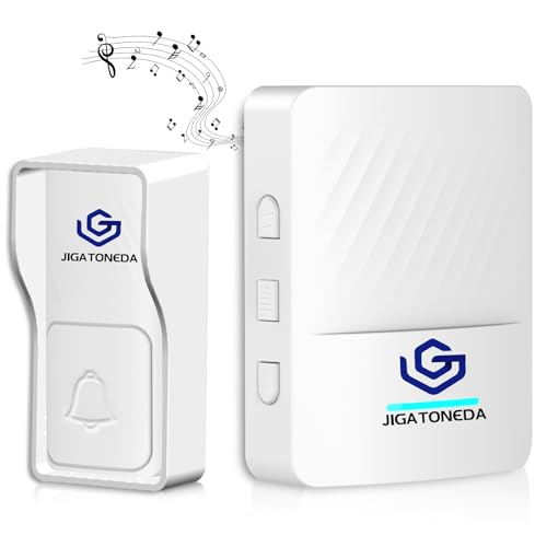 JIGATONEDA Campanello, Campanello Wireless Autoalimentato Copertura Impermeabile, Non Richiede Pile, Campanello Senza Fili per Casa Portata 1000 Piedi, 4 Livelli di Volume e 50 Suoni, Flash LED