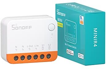 SONOFF MINI R4 WiFi Smart Switch 2-Way, Interruttore intelligente fai-da-te, modalità relè staccabile, WiFi 2.4G, controllo APP, Funziona con Alexa, Google Home Assistant, controllo remoto eWeLink