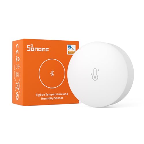 SONOFF Sensore intelligente di temperatura e umidità ZigBee 3.0, per monitoraggio remoto e automazione domestica, hub ZigBee richiesto, compatibile con Alexa/Google Home/Smartthings