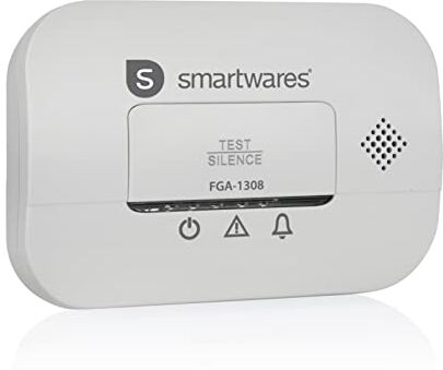 Smartwares - Rilevatore di monossido di carbonio, 10 anni, batterie da 3 anni, con spia luminosa e pulsante di test