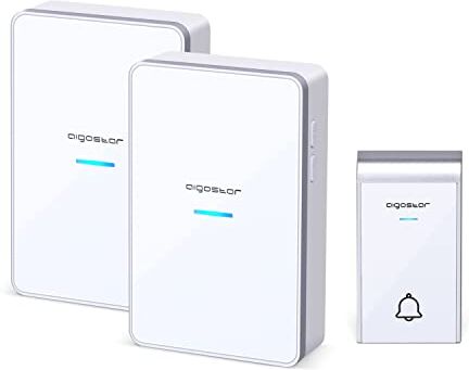 Aigostar Campanello Senza Fili, Campanello Wireless Impermeabile, Portata 150m con 36 Melodie e 3 Livelli di Volume, 1 Trasmettitore + 2 Ricevitori