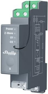 Shelly Qubino Wave Pro 2, Smart Switch Z-Wave, Automazione Domestica, 2 Uscite, Funzione SmartStart, Consumo Energetico Basso, Grigio