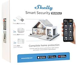 Shelly Smart Blu Security Bundle, Dispositivi Bluetooth per Monitorare il Movimento e Configurare Zone di Allarme, Apertura Chiusura Porte o Finestre