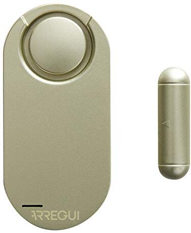 Arregui AL013 Allarme per casa e abitazioni   Sensore di allarme per porte e finestre con 2 telecomandi   Alarme sonoro wireless con batteria   Antifurto porta   Dorato