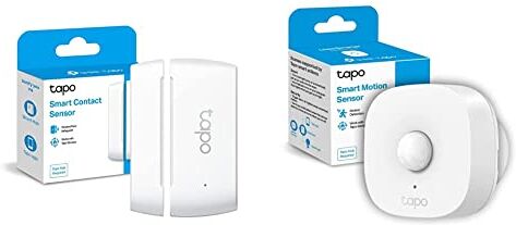 TP-Link Tapo T110 Smart Contact Sensor, Sensore di Contatto Intelligente, Domotica, Risparmio Energetico, Batteria Caricata, Avvisi di Intrusi, Hub Obbligatorio & Tapo T100 Smart Motion Sensor