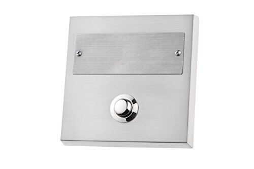 HUBER pulsante di campanello a superficie in metallo con targhetta extra large per nomi doppi pulsante in ottone cromato campanello per porta anteriore