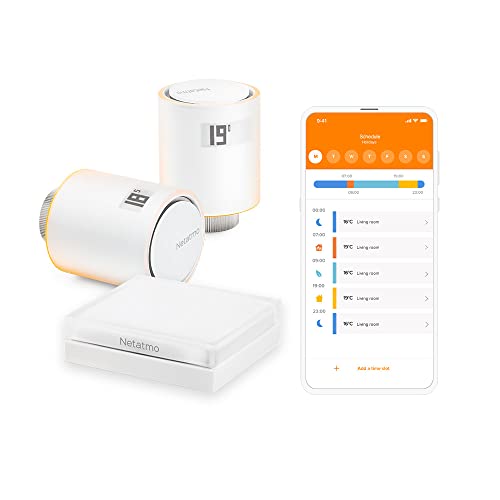 Netatmo Starter Pack Valvole Smart Wifi per Radiatore, Controllo remoto, Risparmio energetico, Pacchetto riscaldamento collettivo, Compatibile con Amazon Alexa, Apple e Google