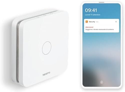 Netatmo Rilevatore Di Monossido Di Carbonio Intelligente, Wi-Fi, Autonomia Di 10 Anni, Allarme Da 85 Db, Certificazioni En 50291 E Nf, , ‎Udibile, Bianco, ‎10 x 2.3 x 10 cm, 390 grammi