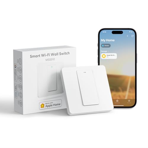 meross Interruttore a Parete WiFi, Intelligente Smart Switch, 1 Way 1 Gang, Funzione Timer, APP Controllo Remoto, Compatibile con Apple HomeKit Siri, Alexa, Google Home, SmartThings, 2,4GHz