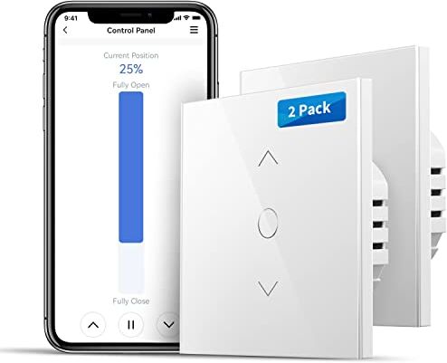 meross Interruttore WiFi per tapparelle WiFi, Switch Tattile Controllo APP, interruttore per tende da finestra compatibile con Alexa, Google Home e SmartThings, comando vocale e controllo remoto