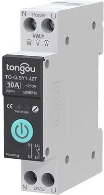 TONGOU Interruttore su Guida DIN Interruttore Smart ZigBee Telecomando e Controllo Vocale Modalità di Temporizzazione Funzione per la Casa Intelligente con Funzione di Misurazione 10A