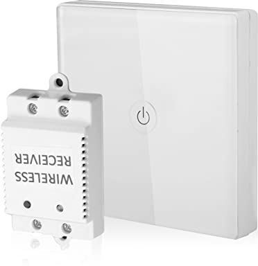 Sonew Interruttore a distanza senza fili, interruttore touch wireless da parete, 12 V, 1 via, pannello con ricevitore per Smart Home (bianco)