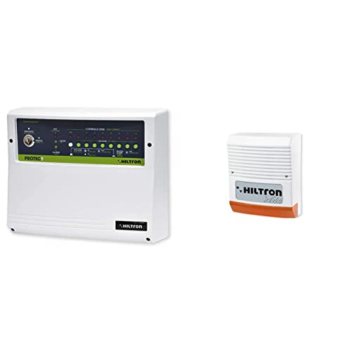 Hiltron PROTEC9 Centrale ANTIFURTO 8 Zone + 24H & SA310 Sirena Elettronica per Esterno Autoalimentata con Lampeggiatore