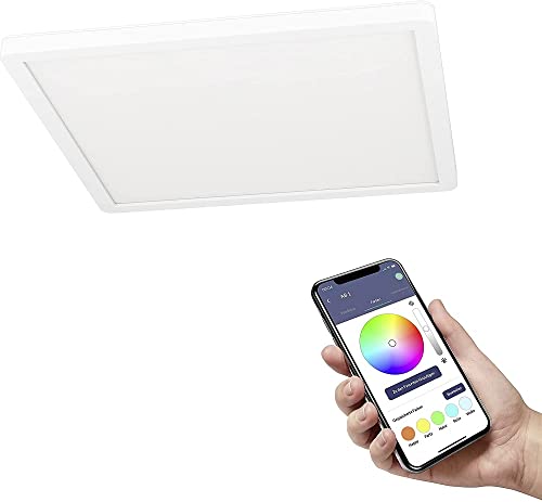 Eglo connect.z Smart Home Led da soffitto Rovito-Z, L x L 29,5 cm, ZigBee, app e controllo vocale, bianco caldo-bianco freddo, retroilluminazione RGB, dimmerabile, bianco