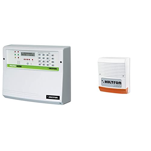 Hiltron CENTRALE 4 ZONE CON COMBINATORE GSM + IR INCORPORATO & SA310 Sirena Elettronica per Esterno Autoalimentata con Lampeggiatore