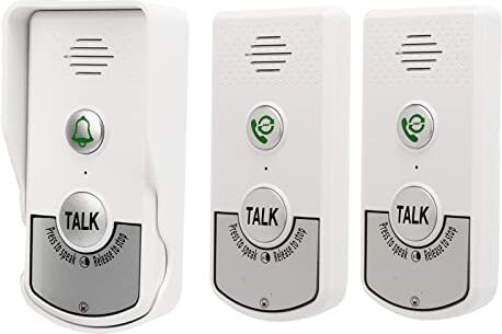 CCYLEZ Campanelli Citofonici Wireless, con 1 Campanello Esterno e 2 Campanelli Interni, Campanelli Citofonici Vocali Intelligenti, Distanza 1000 M, 2000 mAh, IP54, per Fabbriche di Case, Bianco