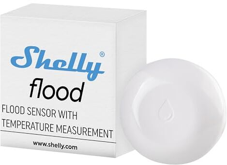 Shelly , Sensore Perdita Liquidi e Sensore di Temperatura,WiFi, Smart, Compatibile con App, Notifiche immediate, Sicurezza Domestica, Durata Batteria 18 mesi, Bianco