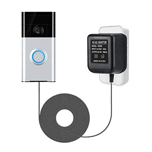 ConBlom Adattatore AC per campanello da 18 V 500 mA con cavo da 10 m (393"), compatibile con anello Doorbell, video campanello