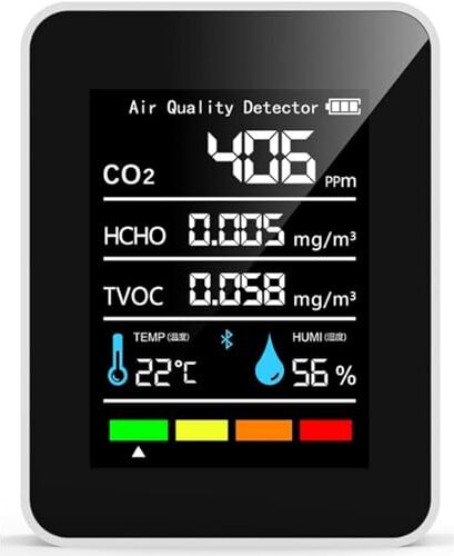 LiebeWH Rivelatore di CO2 Monitor di qualità dell'aria interna 5 in 1 Anidride carbonica HCHO TVOC Misuratore di temperatura e umidità