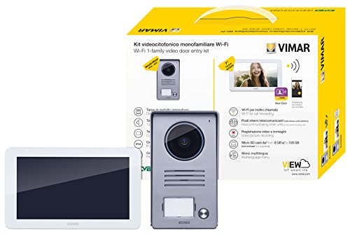 VIMAR Kit Videocitofono Smart Monofamiliare Con Monitor Touch Screen Vivavoce Wifi, 1 Alimentatore Multispina, ‎Bianco, ‎26.5 x 10.8 x 20 cm, 1.45 Kg