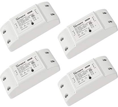 Sonoff Interruttore intelligente,   4PCS WiFi Wireless intelligente DIY per Smart Home, 10A, 2.4G wifi, ewelink APP, Funziona con Alexa, Google Home Assistant