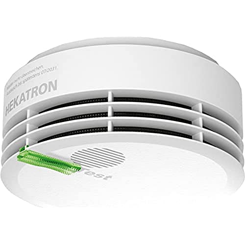 Hekatron Genius Plus Edition Rilevatore di Fumo con Batterie Integrate e Cuscinetti Adesivi Inclusi Bianco