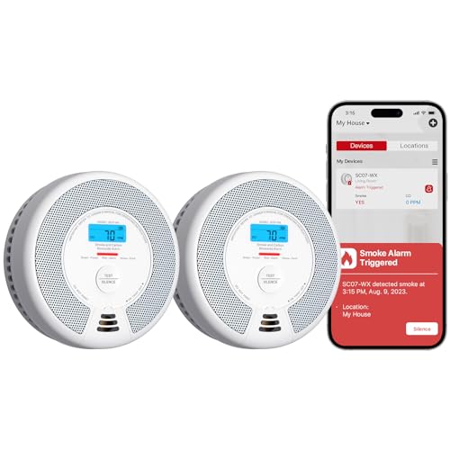 X-SENSE Wi-Fi Rilevatori di Fumo e Monossido di Carbonio con Batteria Sostituibile, Rilevatore Intelligente Combinato Compatibile con l'Applicazione  Home Security, , 2-Pack