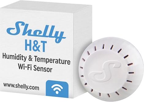 Shelly H&T Pack ML Sensore di umidità e temperatura funzionante tramite Wi-Fi, Configurazione con App , Bianco