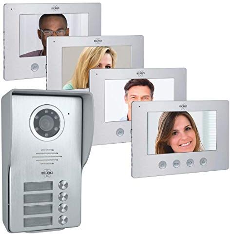 Elro Videocitofono a 4 famiglie  con display a 4 colori, telecamera con visione notturna, tecnologia a 4 fili, 16 suonerie, grigio, taglia unica