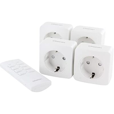Kit di 4 mini prese Chacon con telecomando - Accessori elettrici Kit di 4 mini prese Chacon con telecomando - Accessori elettrici