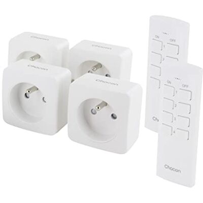 CHACON Set di 4 mini prese On/Off con 2 telecomando CHACON Set di 4 mini prese On/Off con 2 telecomando