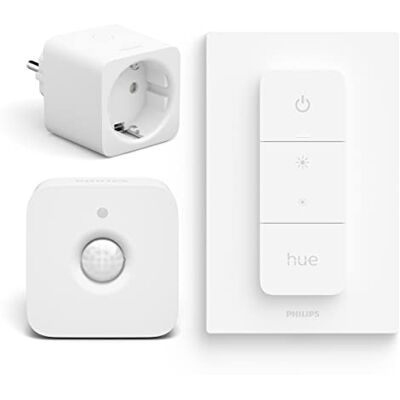 Philips Combipack Hue Smart Plug Paesi Bassi, Interruttore Dimmer e Sensore di Movimento per Interni Spina Intelligente Philips Combipack Hue Smart Plug Paesi Bassi, Interruttore Dimmer e Sensore di Movimento per Interni Spina Intelligente