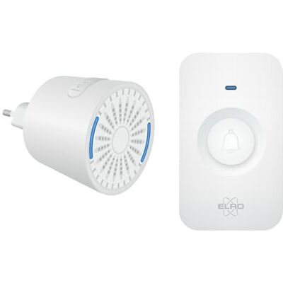 Elro Set campanello radio con ricevitore plug-in compatto portata 200 metri IP65 impermeabile 64 melodie bianco Elro Set campanello radio con ricevitore plug-in compatto portata 200 metri IP65 impermeabile 64 melodie bianco