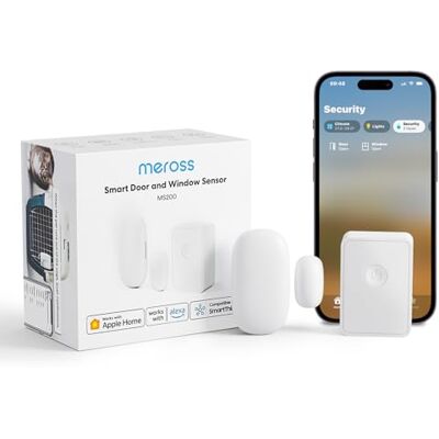 meross Sensore per Porte e Finestre, Incluso Un Hub , Connessione WiFi 2,4GHz, Rilevatore per Sistema di Allarme e Domotica Intelligente, Compatibile con Apple Home, Alexa, SmartThings meross Sensore per Porte e Finestre, Incluso Un Hub , Connessione WiFi 2,4GHz, Rilevatore per Sistema di Allarme e Domotica Intelligente, Compatibile con Apple Home, Alexa, SmartThings