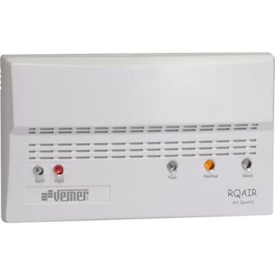 VEMER RQAIR Rilevatore CO2 da Parete con 2 Relè, Sensore Qualità Aria e Misuratore CO2, Uscite Analogiche 0-10V per CO2, Temperatura e Umidità, Alimentazione 230V, Bianco VEMER RQAIR Rilevatore CO2 da Parete con 2 Relè, Sensore Qualità Aria e Misuratore CO2, Uscite Analogiche 0-10V per CO2, Temperatura e Umidità, Alimentazione 230V, Bianco