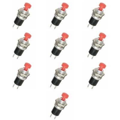 Electron 10x Pulsante NC normalmente chiuso ⌀6mm, tasto rosso, unipolare, rotondo, tondo, foro montaggio 6mm M6, fissaggio a vite con ghiera, da pannello, 12V 220V 1A, contatti a saldare, micro, mini Electron 10x Pulsante NC normalmente chiuso ⌀6mm, tasto rosso, unipolare, rotondo, tondo, foro montaggio 6mm M6, fissaggio a vite con ghiera, da pannello, 12V 220V 1A, contatti a saldare, micro, mini