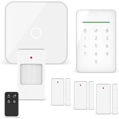 Elro Home+ Sistema di Allarme Casa Senza Fili Con unità base, unità di controllo, rilevatore di movimento, 3x contatto porta/finestra e telecomando Elro Home+ Sistema di Allarme Casa Senza Fili Con unità base, unità di controllo, rilevatore di movimento, 3x contatto porta/finestra e telecomando