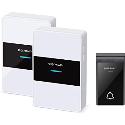 Aigostar Campanello Senza Fili, Campanello Wireless Impermeabile IP44 da Esterno, Indicatore LED, Portata 150m con 36 Melodie e 3 Livelli di Volume, 1 Trasmettitore + 2 Ricevitori Aigostar Campanello Senza Fili, Campanello Wireless Impermeabile IP44 da Esterno, Indicatore LED, Portata 150m con 36 Melodie e 3 Livelli di Volume, 1 Trasmettitore + 2 Ricevitori