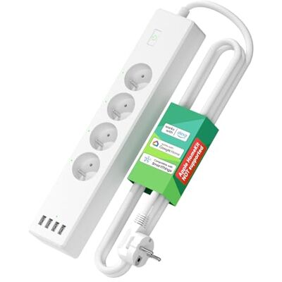 meross Multipresa collegata (FR), 16A presa WiFi compatibile con Alexa e Google Home, multipresa programmabile (4 prese AC e 4 porte USB) con funzione del tempo e controllo remoto meross Multipresa collegata (FR), 16A presa WiFi compatibile con Alexa e Google Home, multipresa programmabile (4 prese AC e 4 porte USB) con funzione del tempo e controllo remoto