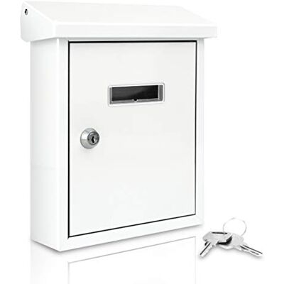 SereneLife Weatherproof Wall Mount Mailbox-Outdoor Galvanized Metal Key Large Capacity, Commercial Rural Home Decorative & Office Business Parcel Box Package Drop Slot Secure Lock, White SereneLife Weatherproof Wall Mount Mailbox-Outdoor Galvanized Metal Key Large Capacity, Commercial Rural Home Decorative & Office Business Parcel Box Package Drop Slot Secure Lock, White