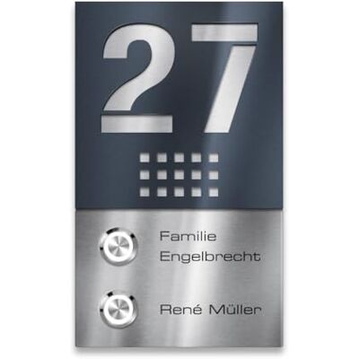 Metzler campanello wireless in acciaio inox V2A per bifamiliare – campanello senza fili con incisione inclusa – lunga portata – per montaggio a parete, antracite RAL 7016 Metzler campanello wireless in acciaio inox V2A per bifamiliare – campanello senza fili con incisione inclusa – lunga portata – per montaggio a parete, antracite RAL 7016