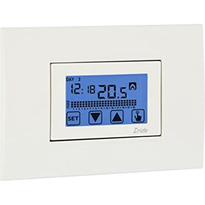 VEMER VE456000 Cronotermostato Digitale da Incasso, Display Touch Screen, Programmazione Settimanale, Alimentazione a Batteria, Bianco e Grigio Antracite VEMER VE456000 Cronotermostato Digitale da Incasso, Display Touch Screen, Programmazione Settimanale, Alimentazione a Batteria, Bianco e Grigio Antracite