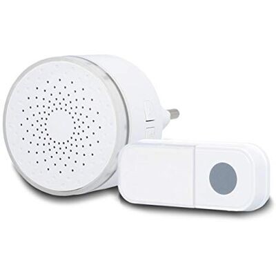 Unitec Radio Gong WDP10, campanello 38 melodie, 4 livelli di volume fino a 78 dB, indicatore acustico e ottico, instradamento, portata 130 m, indicatore LED, bianco Unitec Radio Gong WDP10, campanello 38 melodie, 4 livelli di volume fino a 78 dB, indicatore acustico e ottico, instradamento, portata 130 m, indicatore LED, bianco