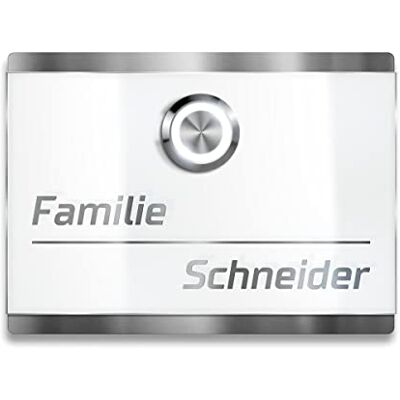 Metzler campanello esterno acciaio inox V2A pulsante LED bianco e targa incisa personalizzabile RAL 9016 IP67 11 x 8 cm montaggio semplice 6-24 V basso consumo ricambi 10 anni anti UV antigraffio Metzler campanello esterno acciaio inox V2A pulsante LED bianco e targa incisa personalizzabile RAL 9016 IP67 11 x 8 cm montaggio semplice 6-24 V basso consumo ricambi 10 anni anti UV antigraffio