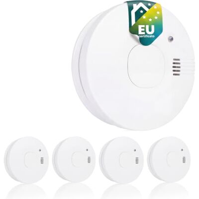 Smartwares Rilevatori Fumo, Sensore 10 Anni, Batteria Sostituibile 5 Anni Confezione da 4 pezzi, Allarme acustico 85 dB a 3 m, Modalità silenziosa temporanea, Pulsante di test, Smartwares Rilevatori Fumo, Sensore 10 Anni, Batteria Sostituibile 5 Anni Confezione da 4 pezzi, Allarme acustico 85 dB a 3 m, Modalità silenziosa temporanea, Pulsante di test,